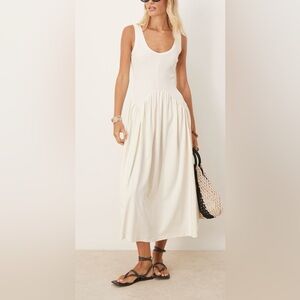 ASOS DESIGN Ribbed Bodice Scoop Midi Dress, SZ 4 (US)